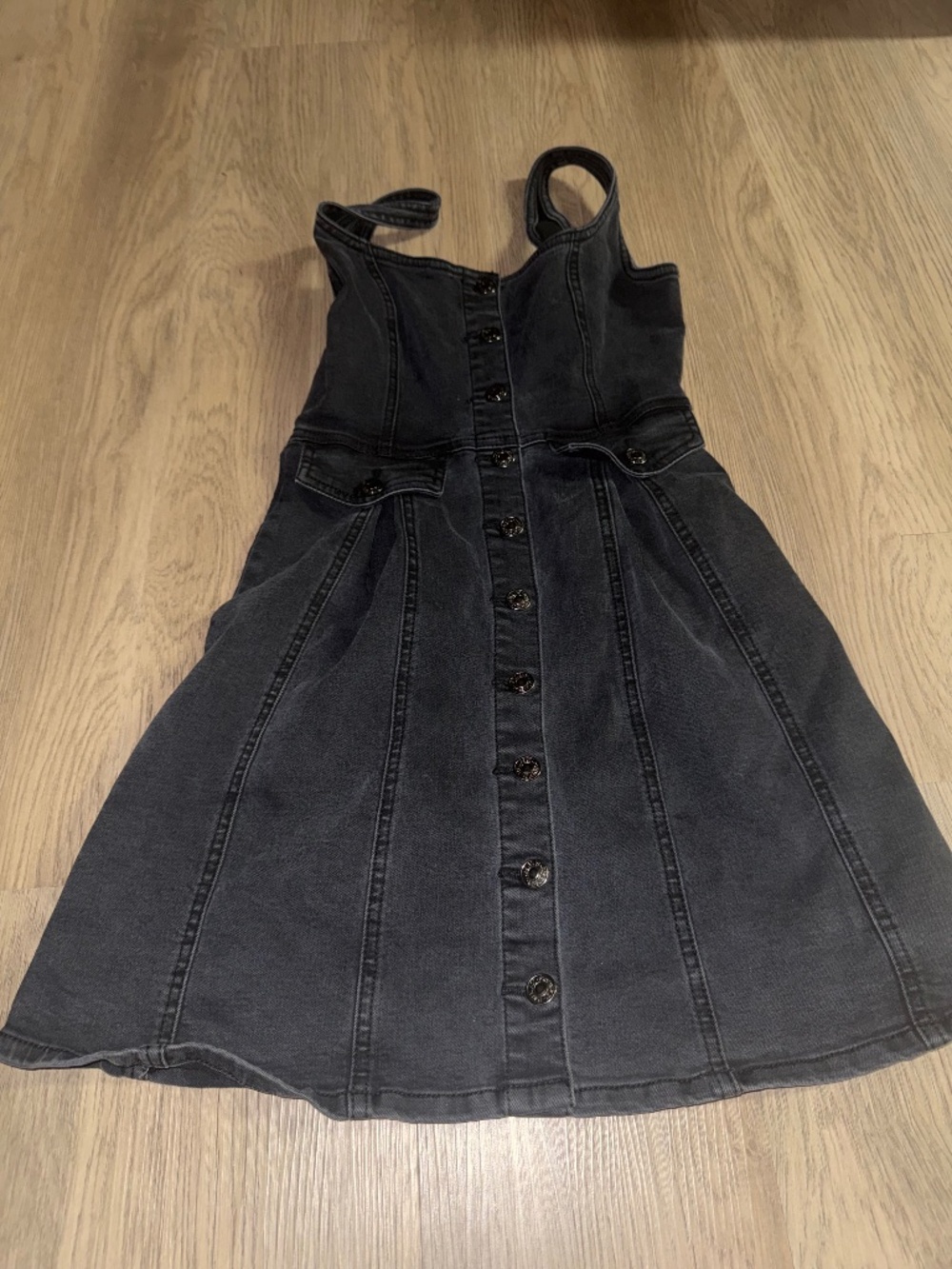 Y2K Dark Wash Denim Corset‎ Mini Dress Button Front Fit & Flare Coquette